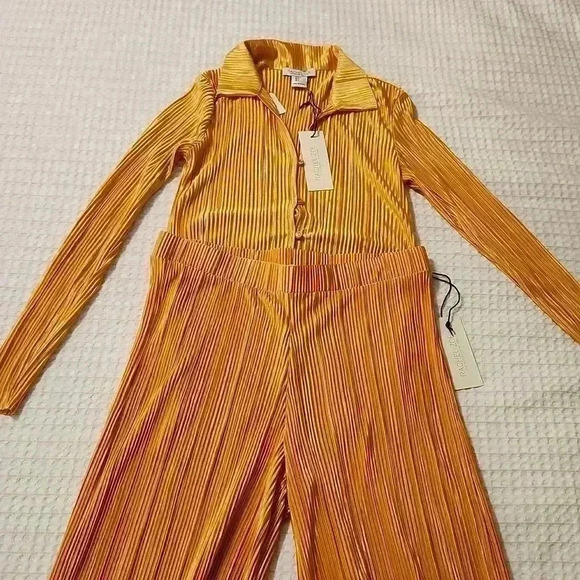 Rachel Roy 2pc golden pleated pants set - Picture 4 of 8